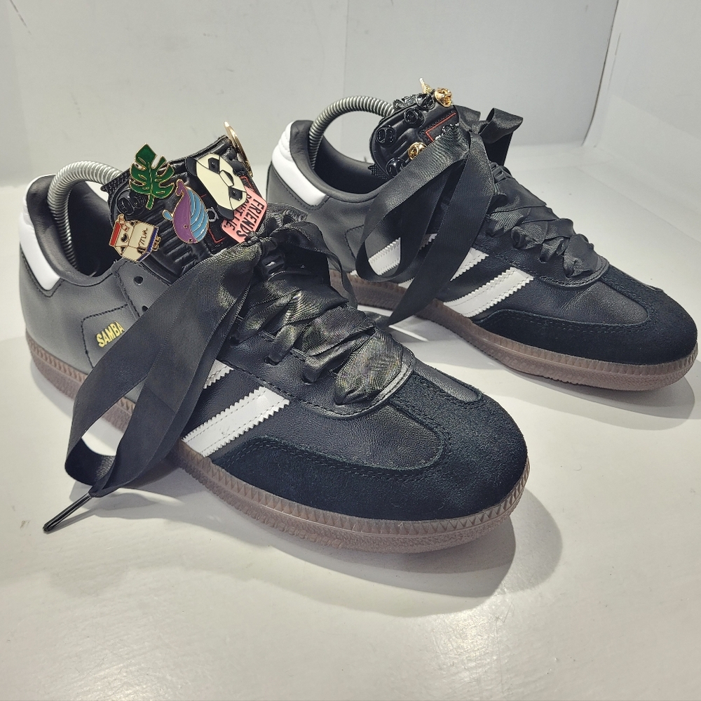 ADIDAS SAMBA INDOOR SOCCER OG SHOES CORE BLACK/CLOUD WHITE MEN'S 6 & WOMEN 7 - Picture 2 of 16